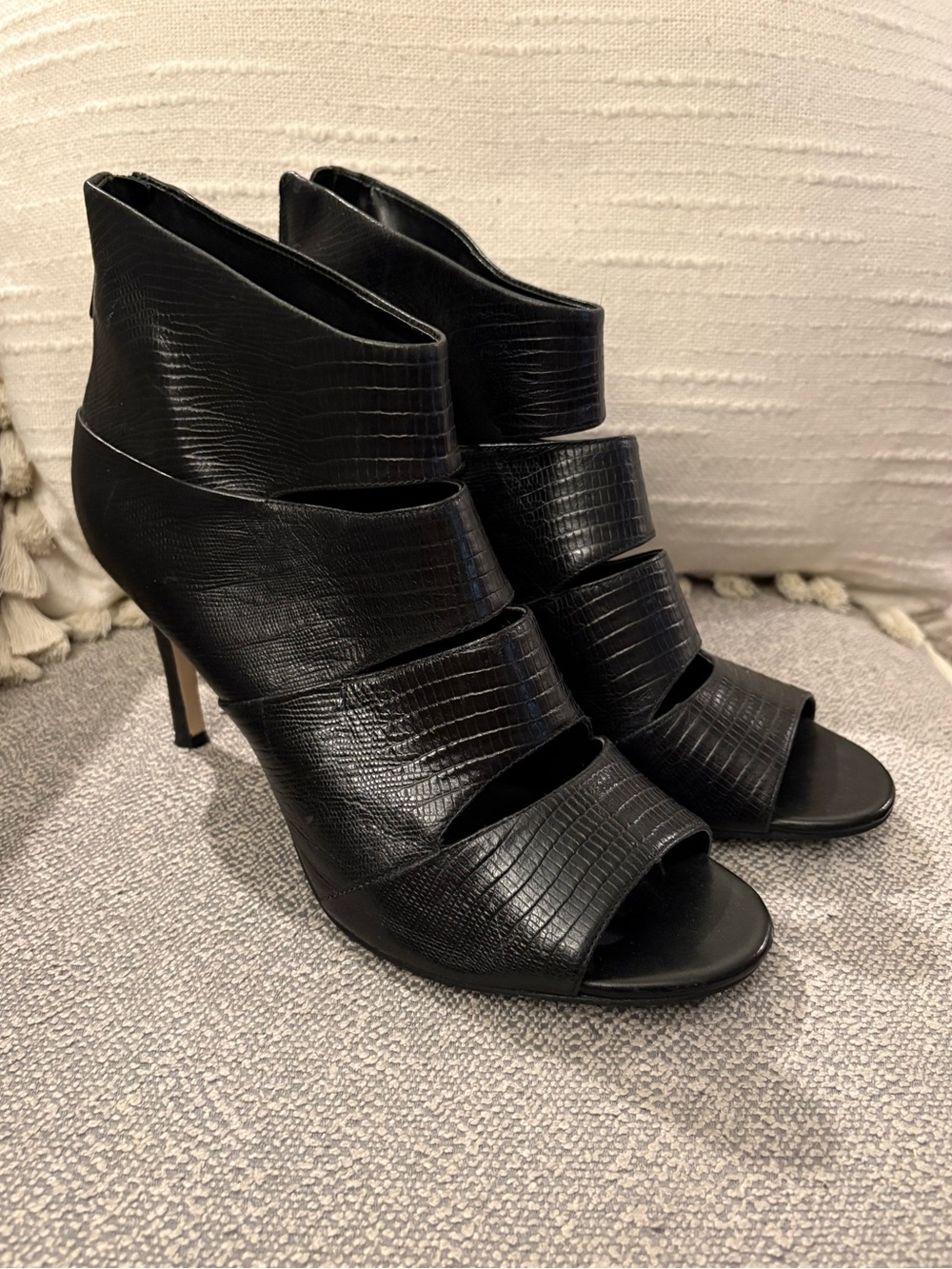 Cole Haan Black Lizard Print Clare Shooties SZ 11